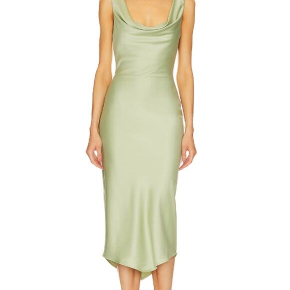 Michael Costello x Revolve Sage Green Silk Midi Dress - Size XS - Like New! - Picture 1 of 5